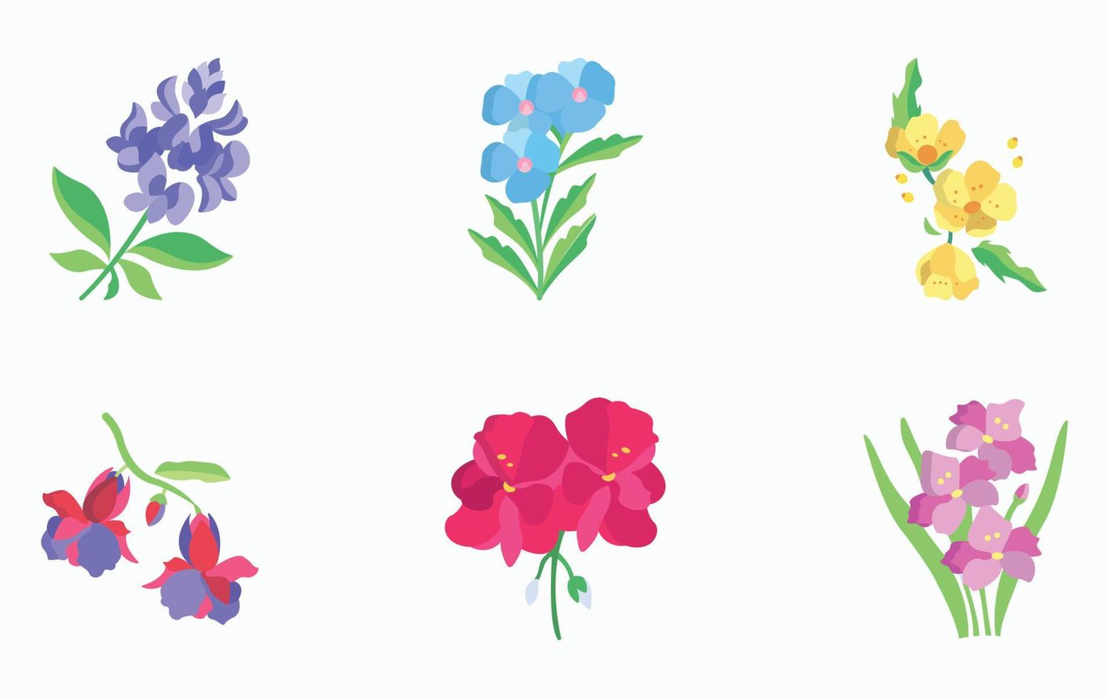 Flowers and petals icon set vector