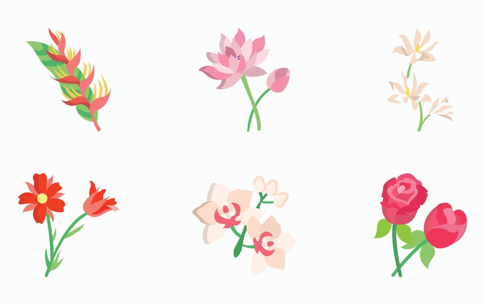 Flowers and petals icon set vector