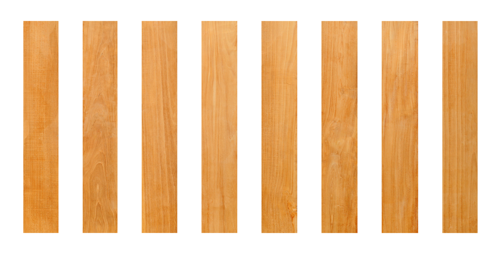 Rustic plank of teak wood isolated on transparent background for for