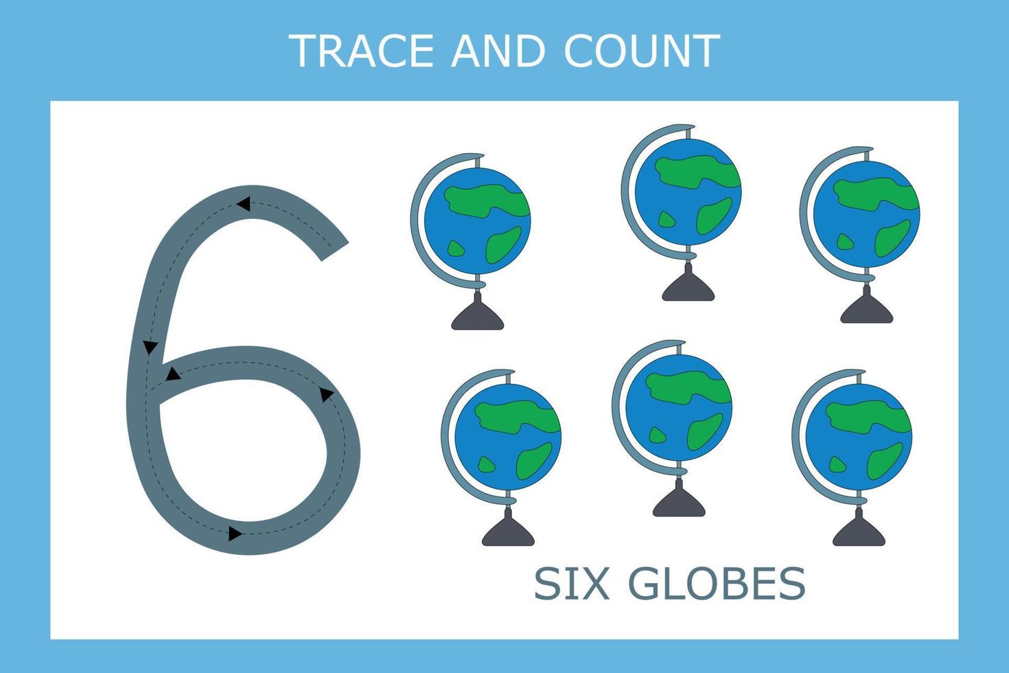 A game of tracing the outlines of the number . Preschool worksheet