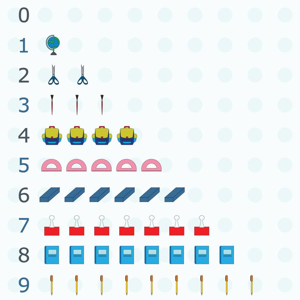 Numbers for children, from 1 to 10. Kids learning material. vector