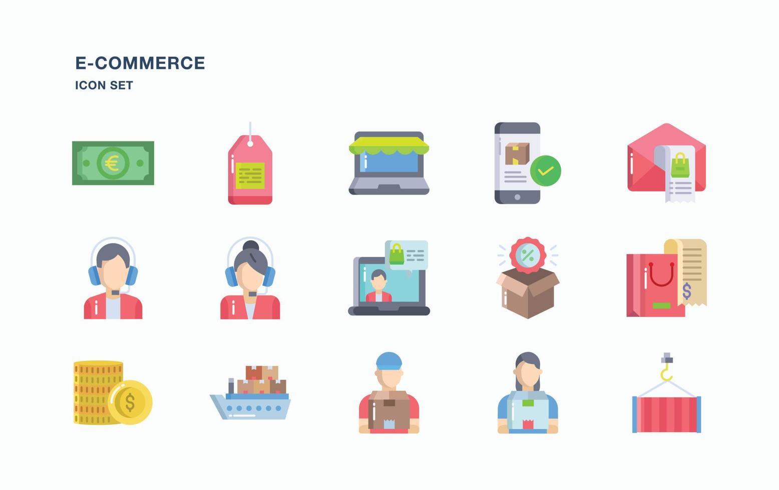 E-Commerce and online sale icon set vector