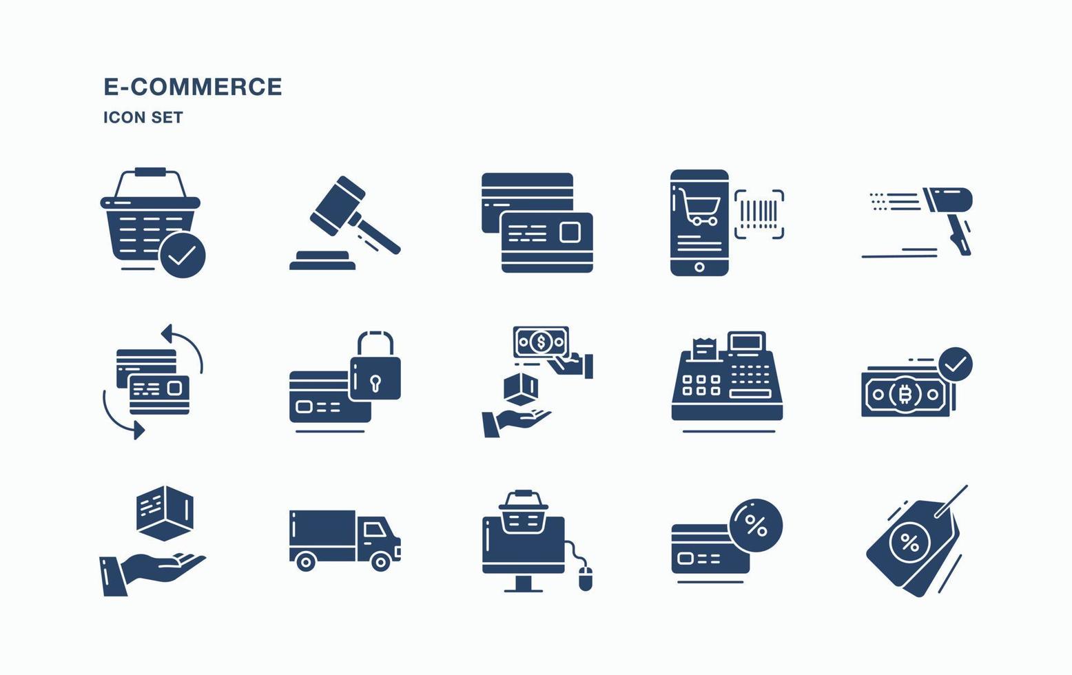 conjunto de iconos de comercio electrónico y compras en línea vector