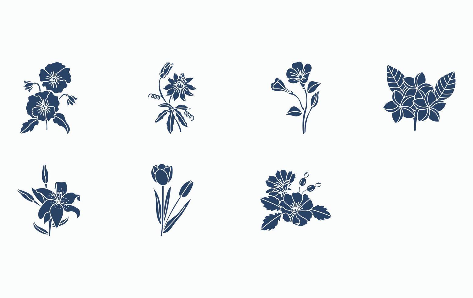 Flowers and petals icon set vector