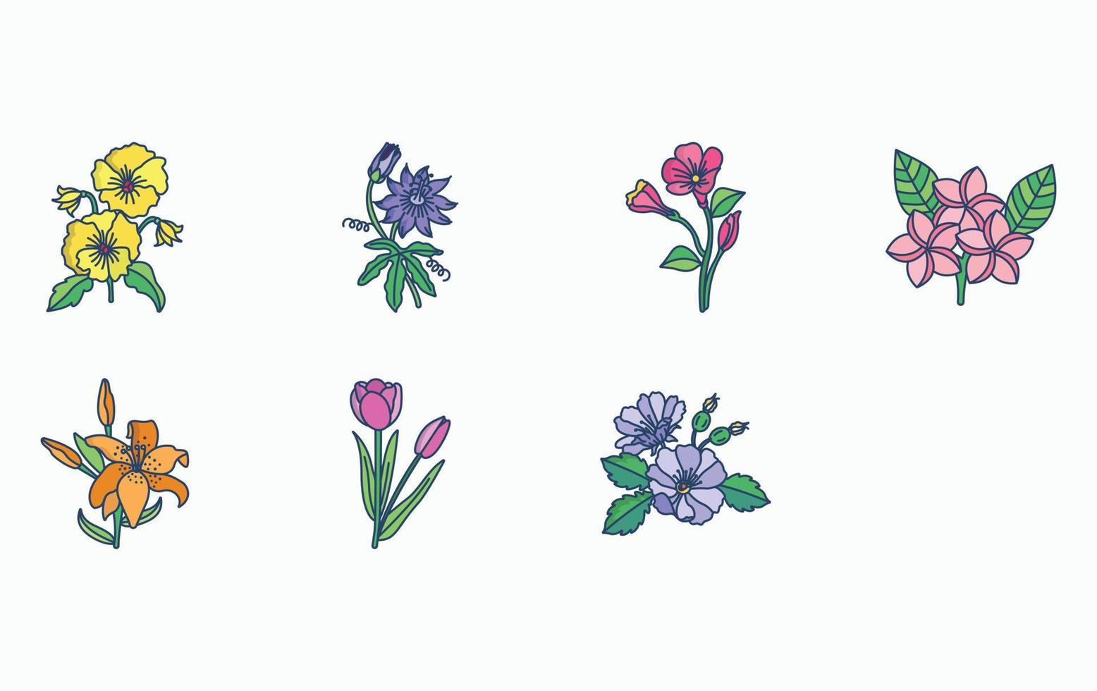 Flowers and petals icon set vector
