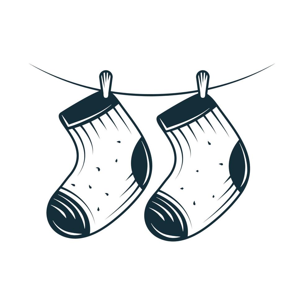 laundry hanging socks vector