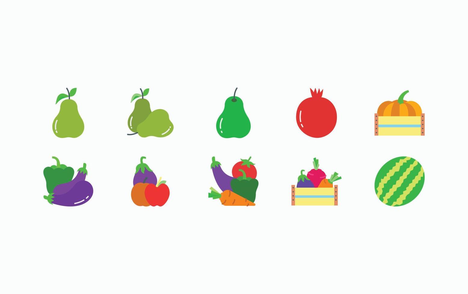 conjunto de iconos de frutas y verduras vector