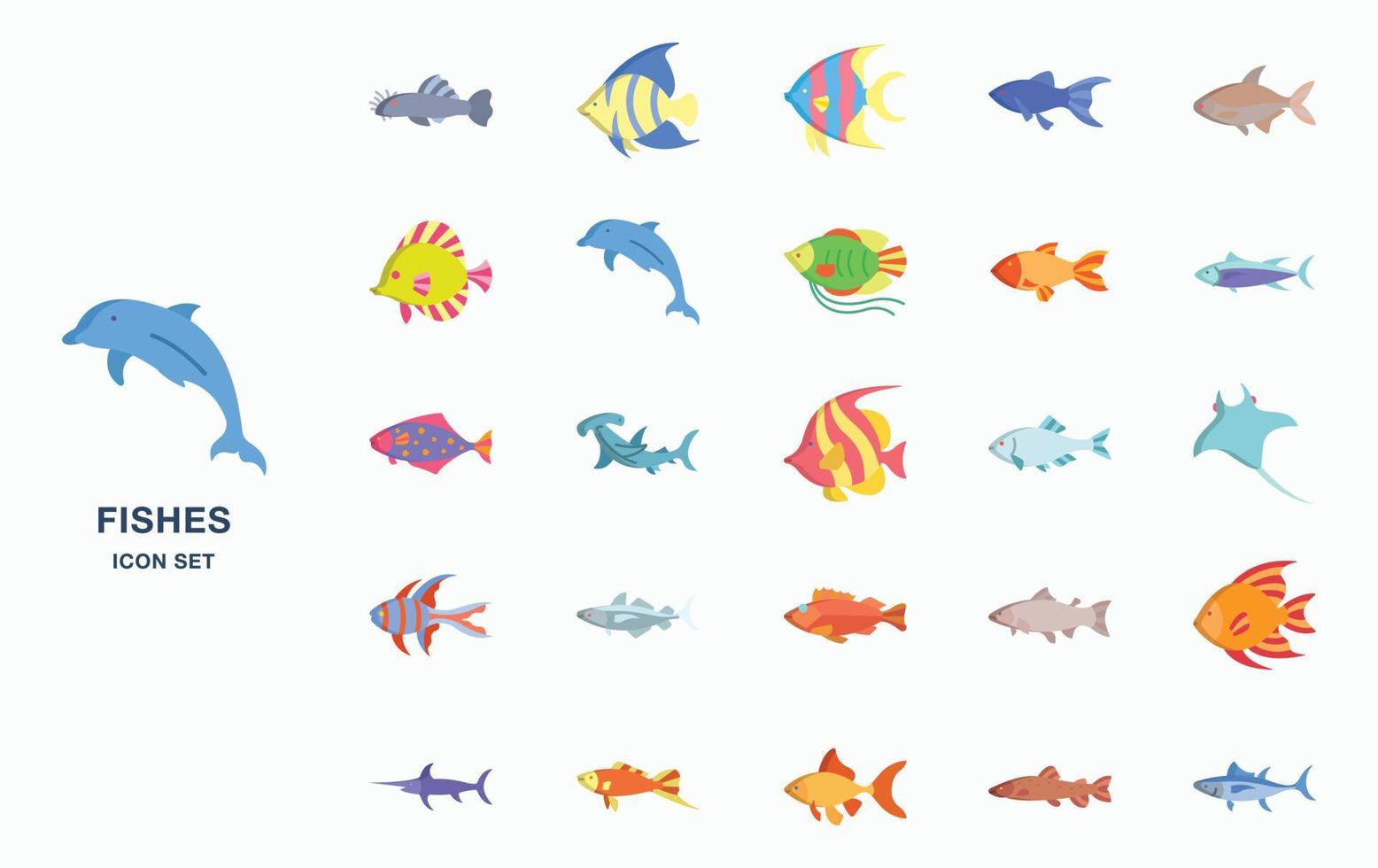 Sea fish and underwater icon set vector