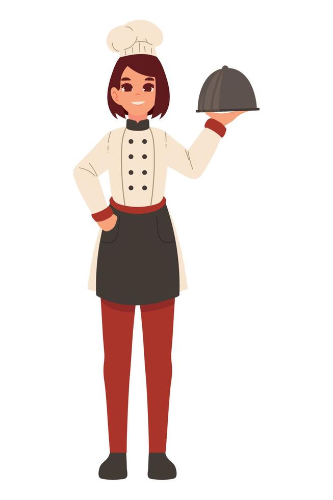 chef woman profession vector
