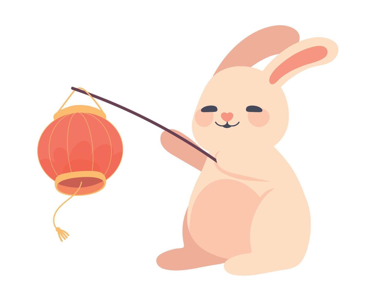 cute rabbit with lantern vector