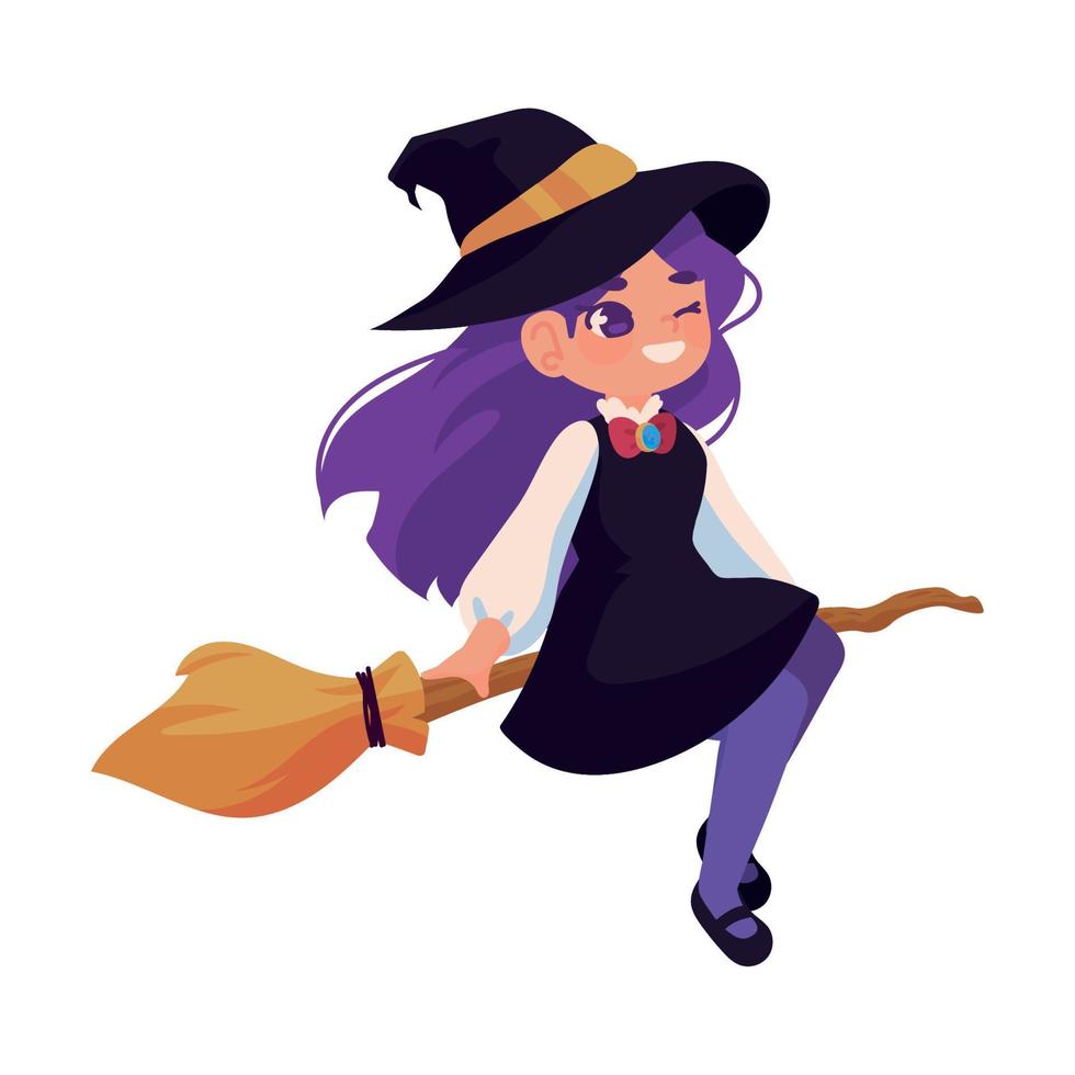 halloween witch on broom vector