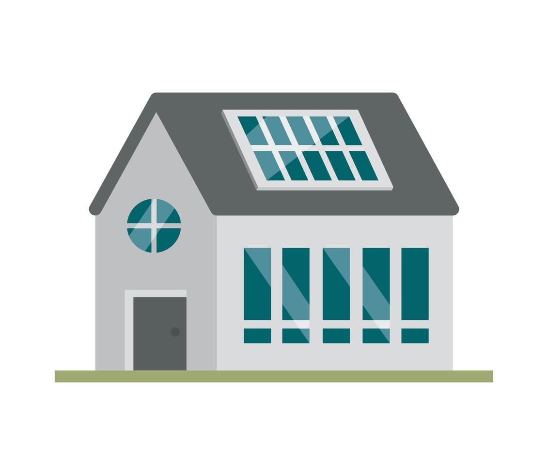 house with solar panel vector
