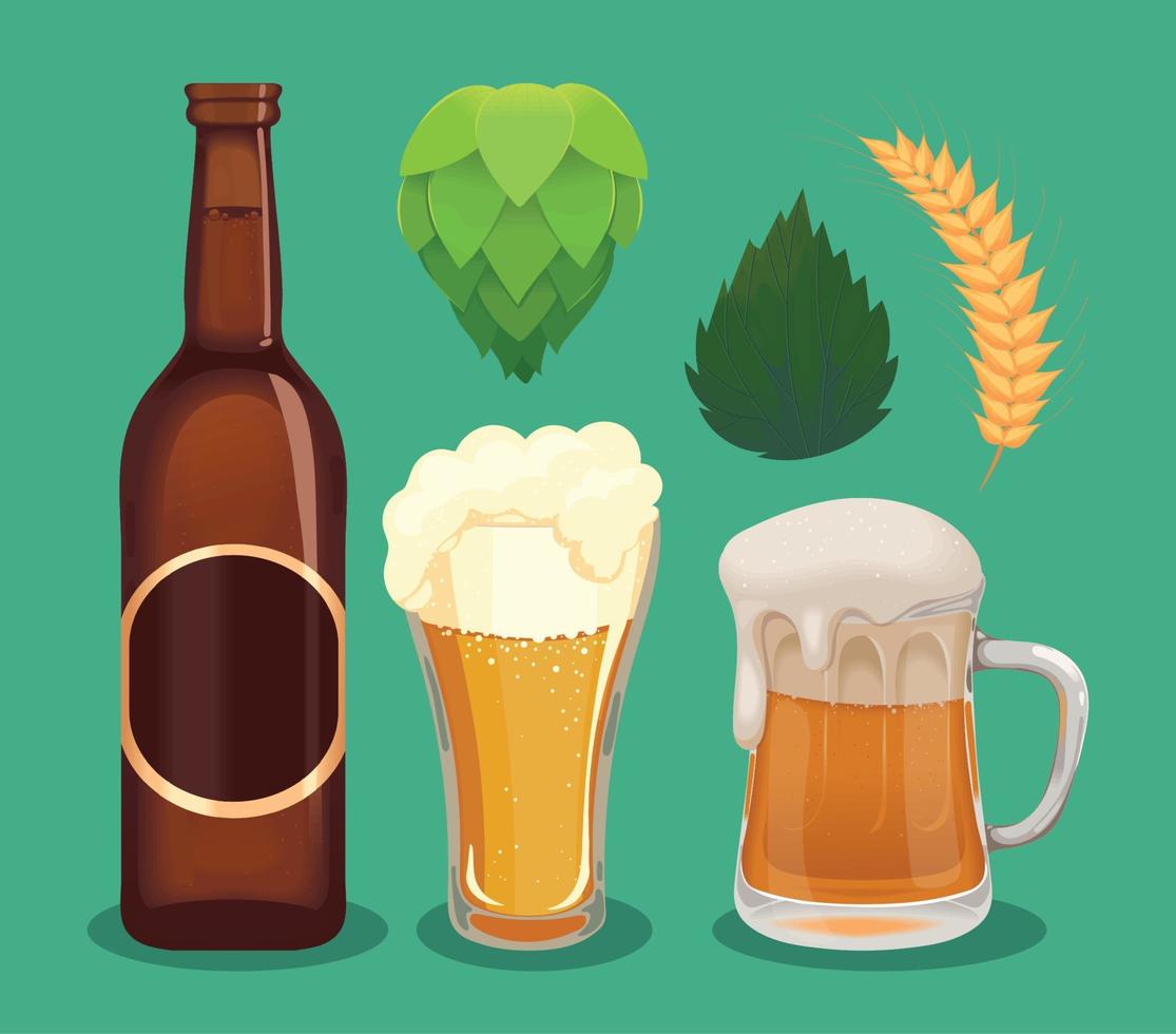 conjunto de iconos de cerveza vector