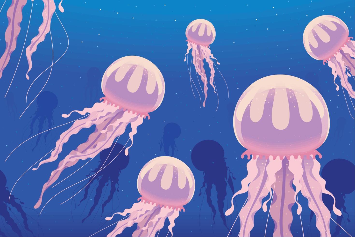 escena de medusas submarinas vector