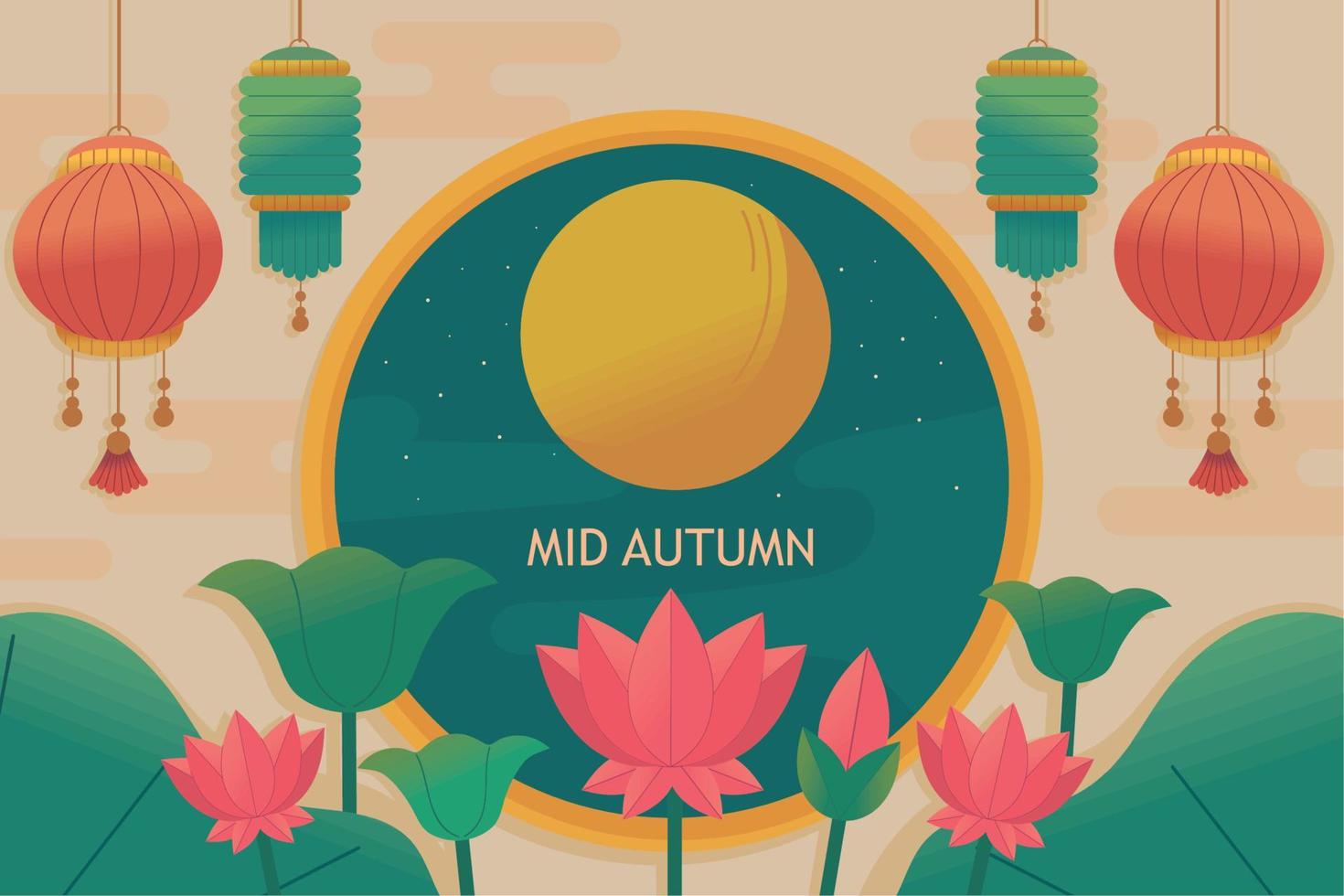 mid autumn celebration vector
