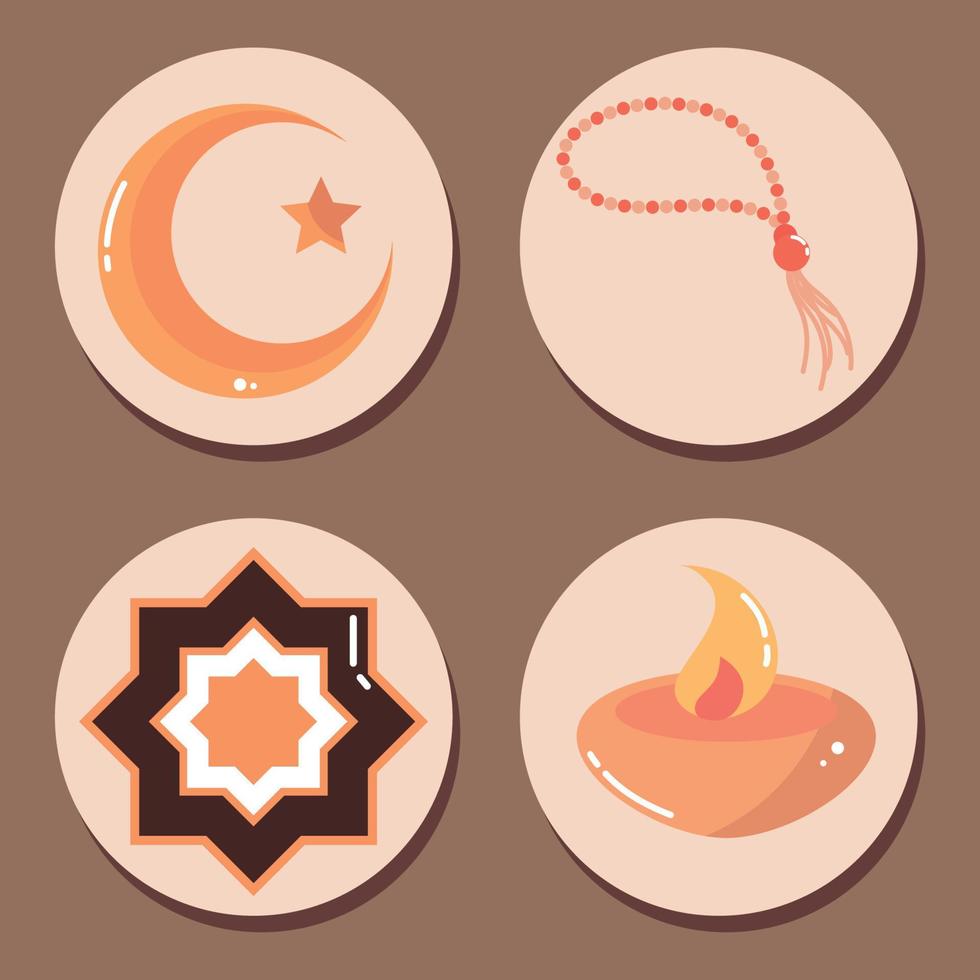 conjunto de iconos islámicos vector