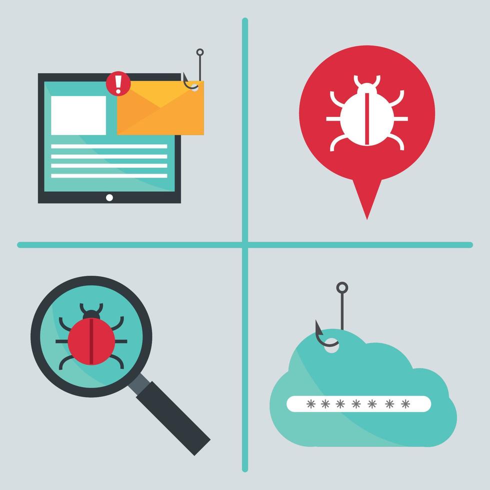 phishing technology icons vector