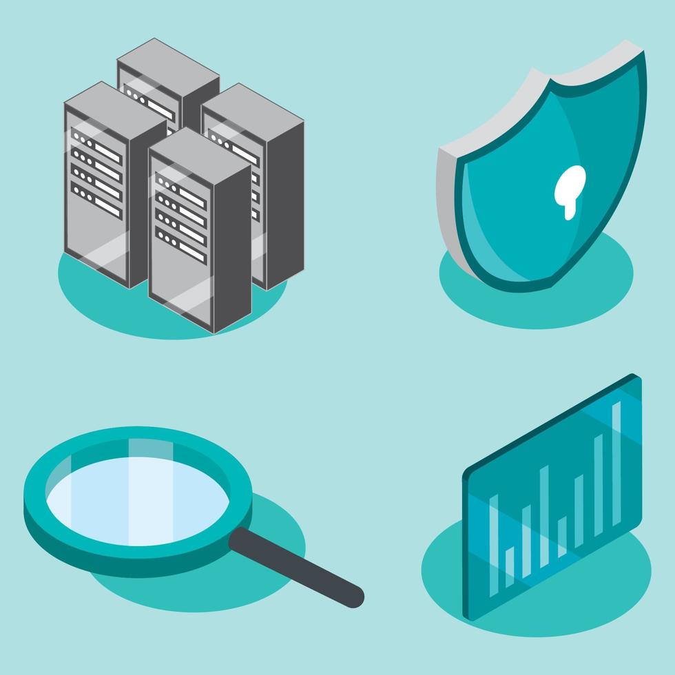 set storage tech isometric vector