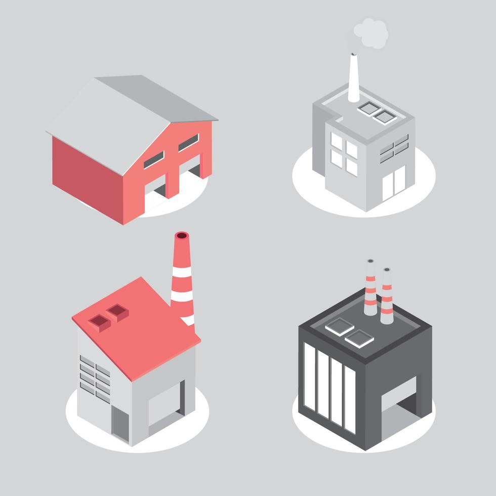 isometric industry buildings vector