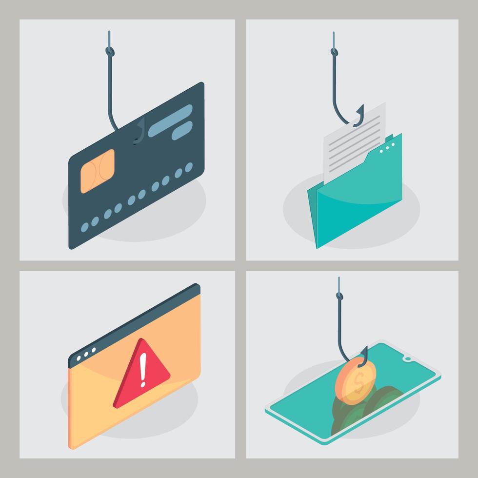 cyber fraud set vector