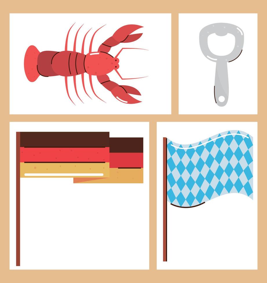 iconos de banderas de oktoberfest vector