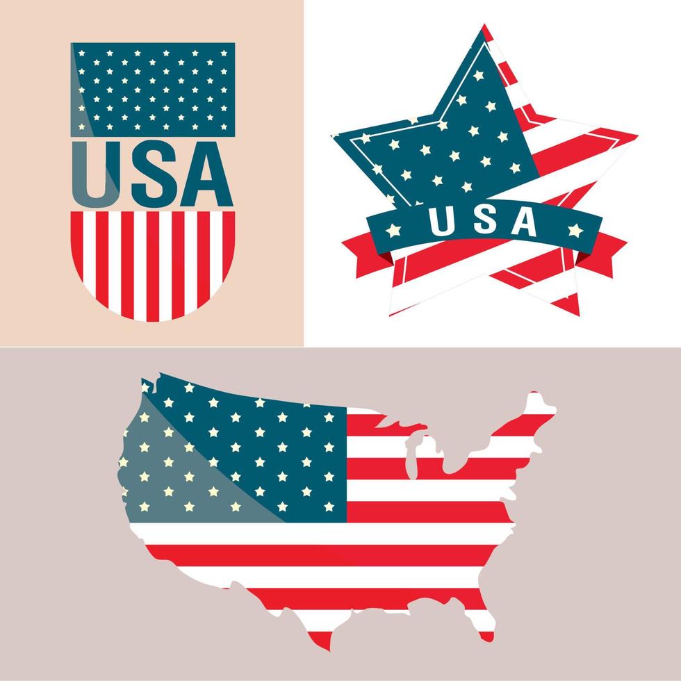 colección de iconos de estados unidos vector