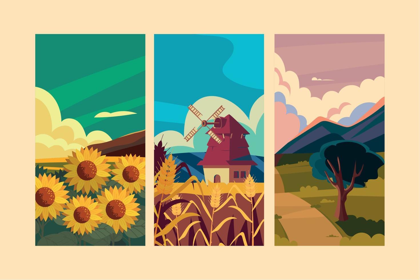 rural landscapes banners vector