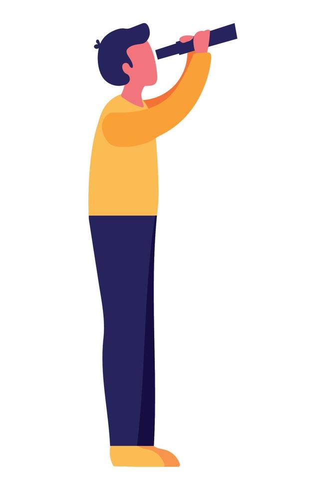 man looking through telescope vector