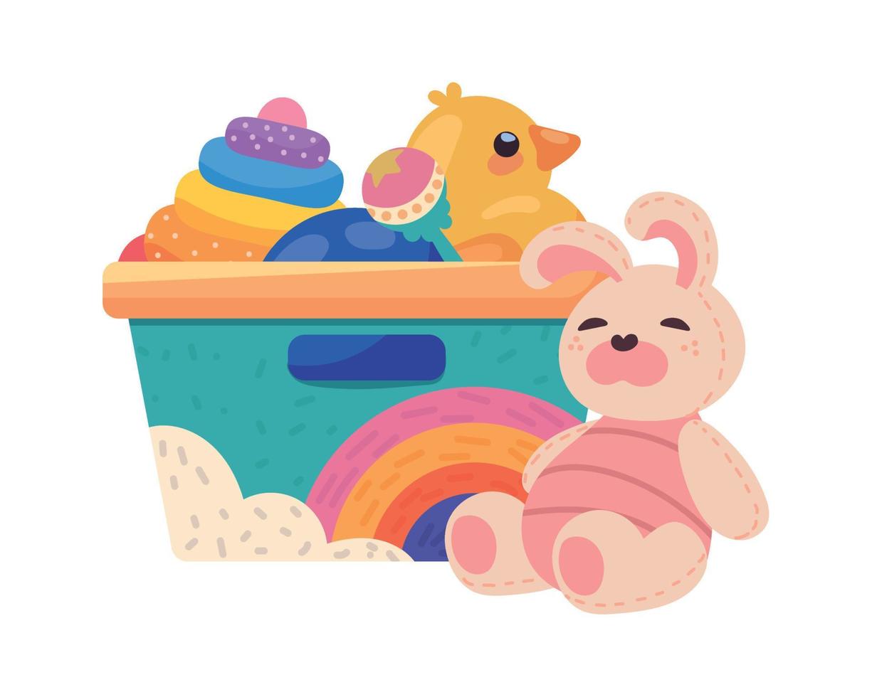 cute toys in box vector