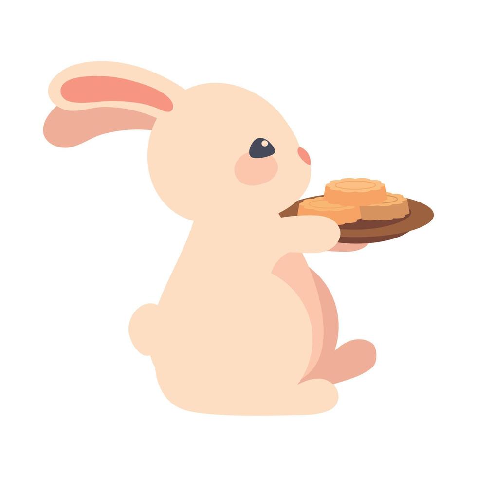 rabbit with mooncakes vector