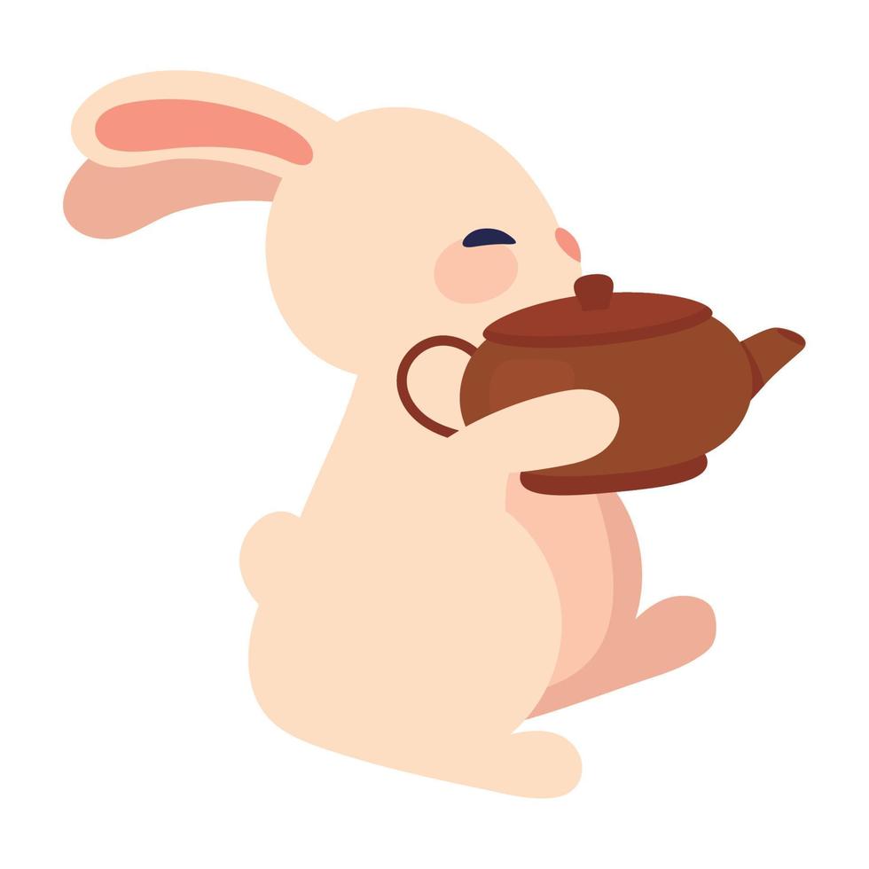 rabbit with teapot vector