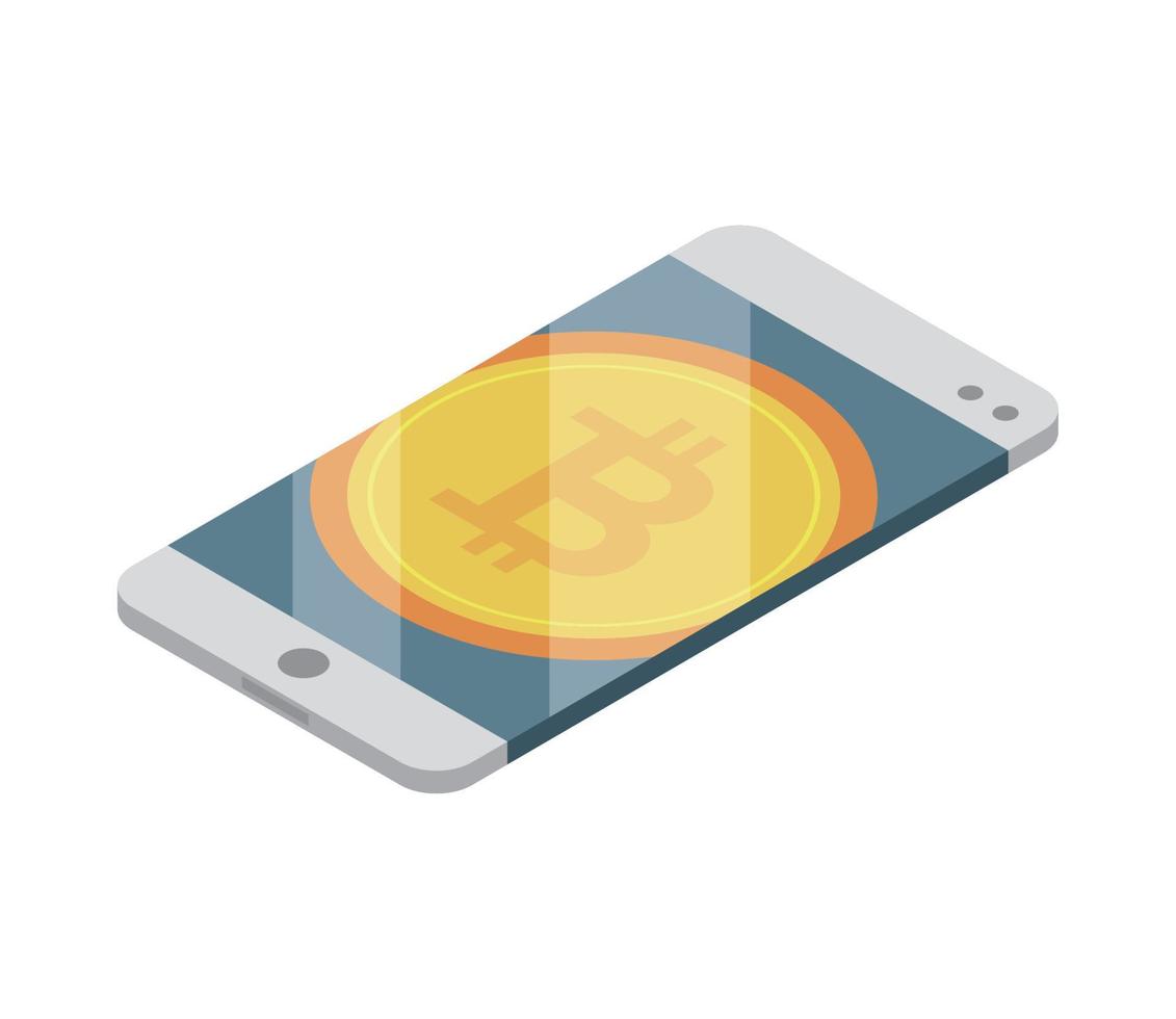 teléfono bitcoin fintech vector