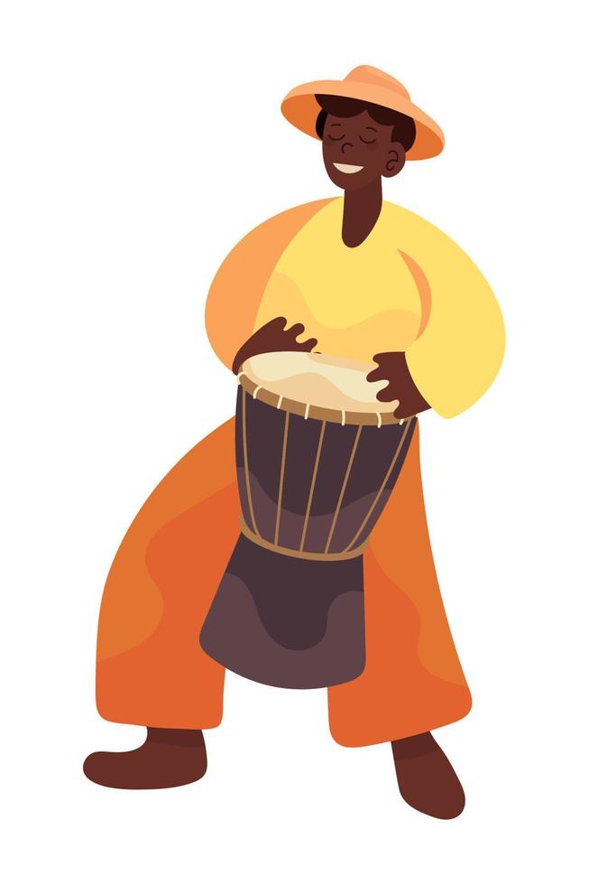 hombre africano con tambor vector