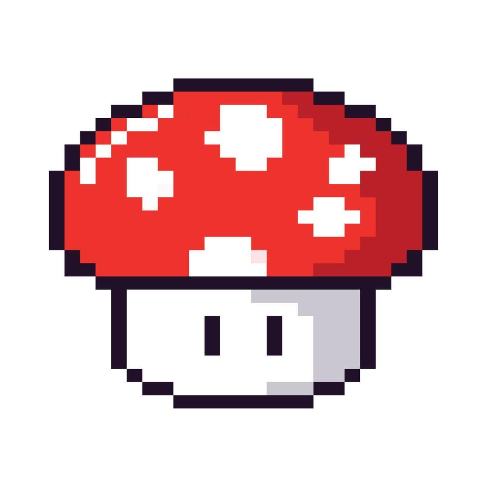 cute mushroom pixel art vector