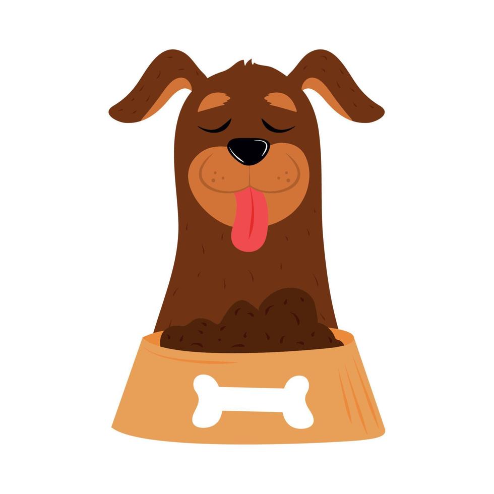cute dog plate food vector