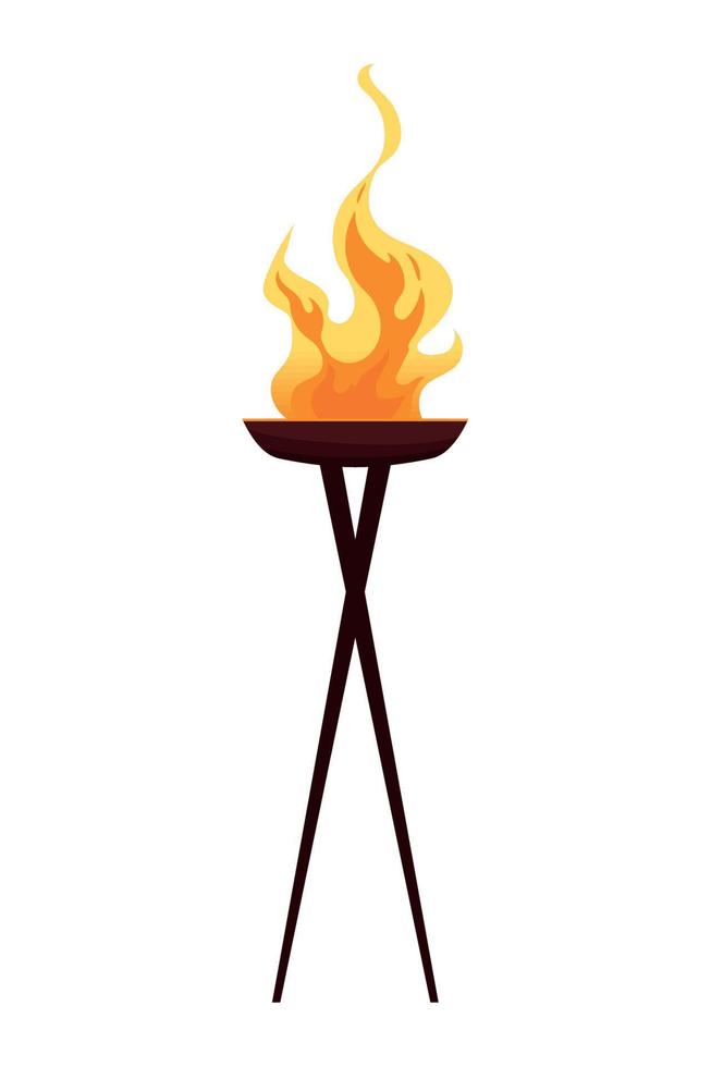 burning fire on stand vector