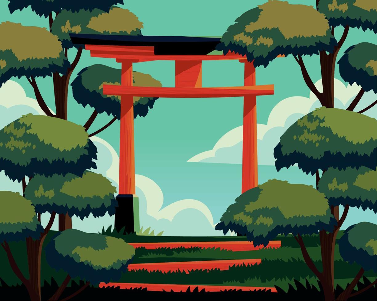 japanese arch the background vector