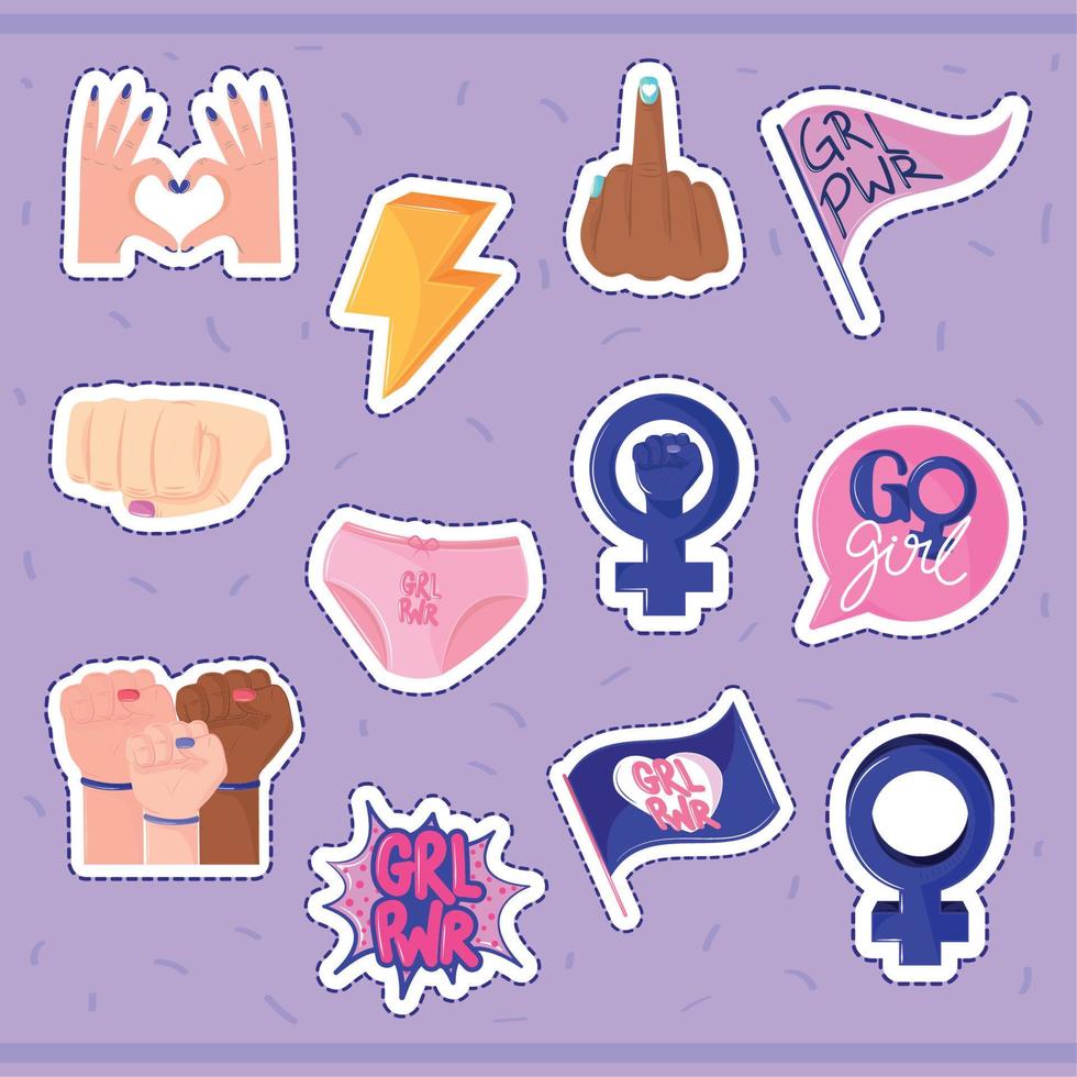 set of girl power vector