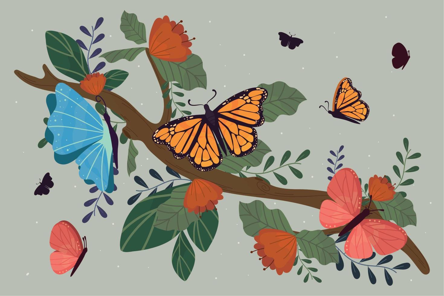 butterflies on branch vector