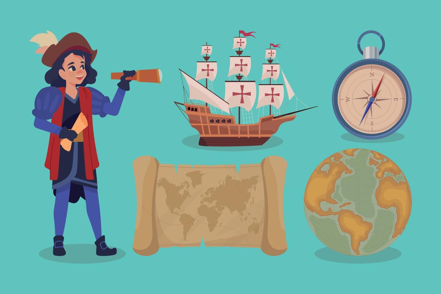 set of columbus day vector