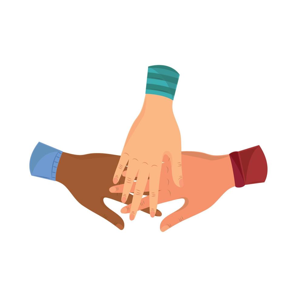 diverse hands together charity vector