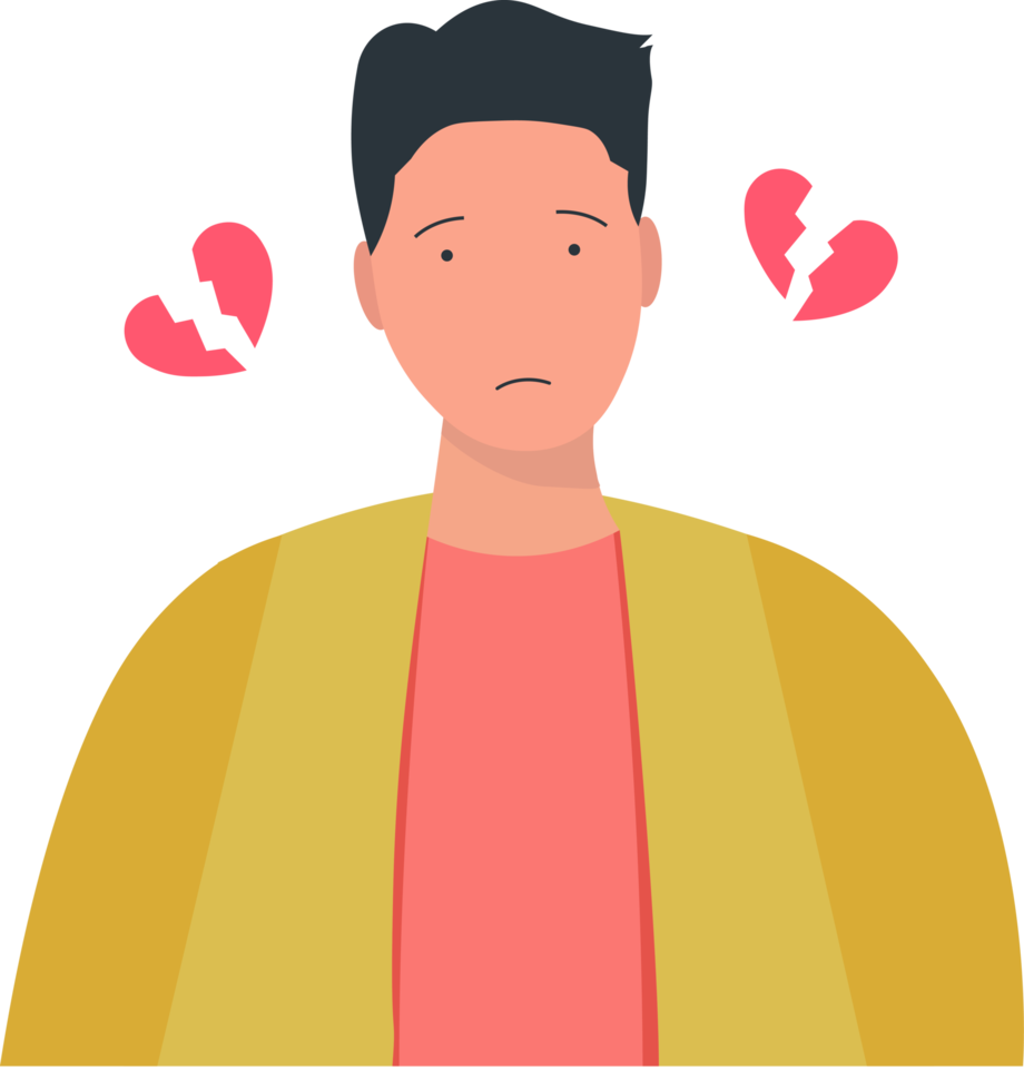 man sad face with broken heart element png