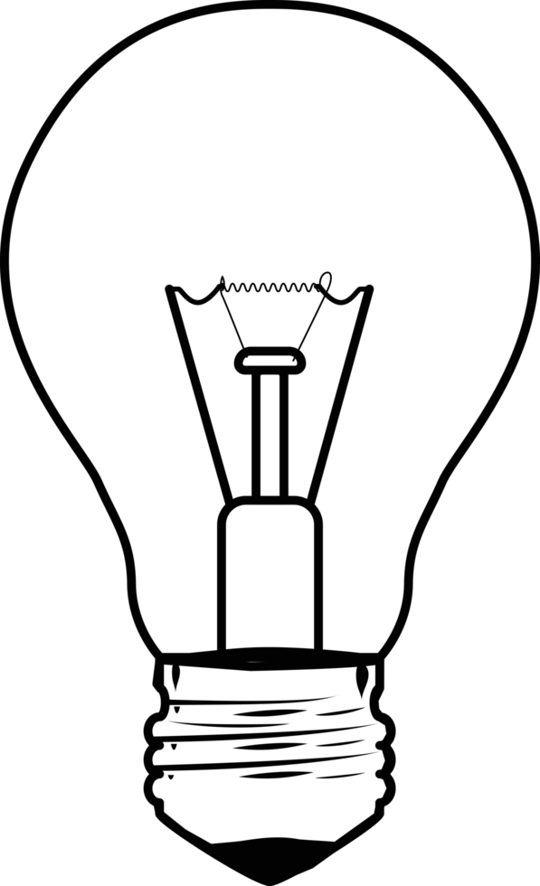 black light bulb line simple icon with transparent background png