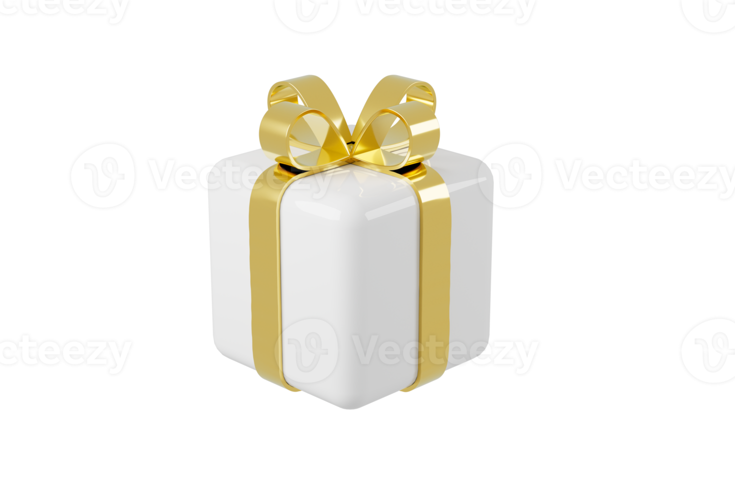 Christmas white Gift Box with gold ribbons PNG. png