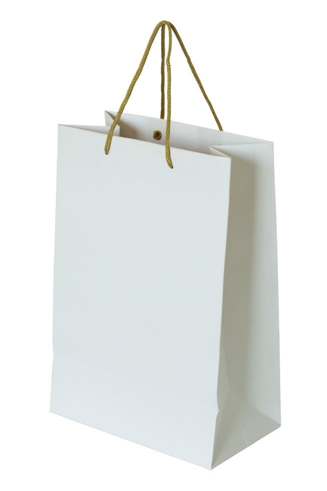 white paper bag isolated with clipping path for mockup png