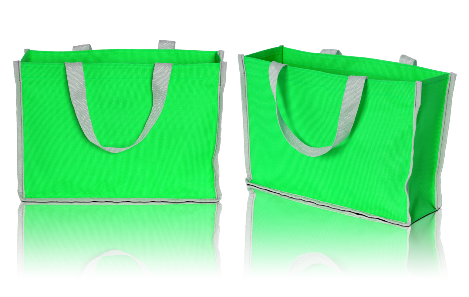 aislamiento de bolsa de compras verde con piso reflectante para maqueta png