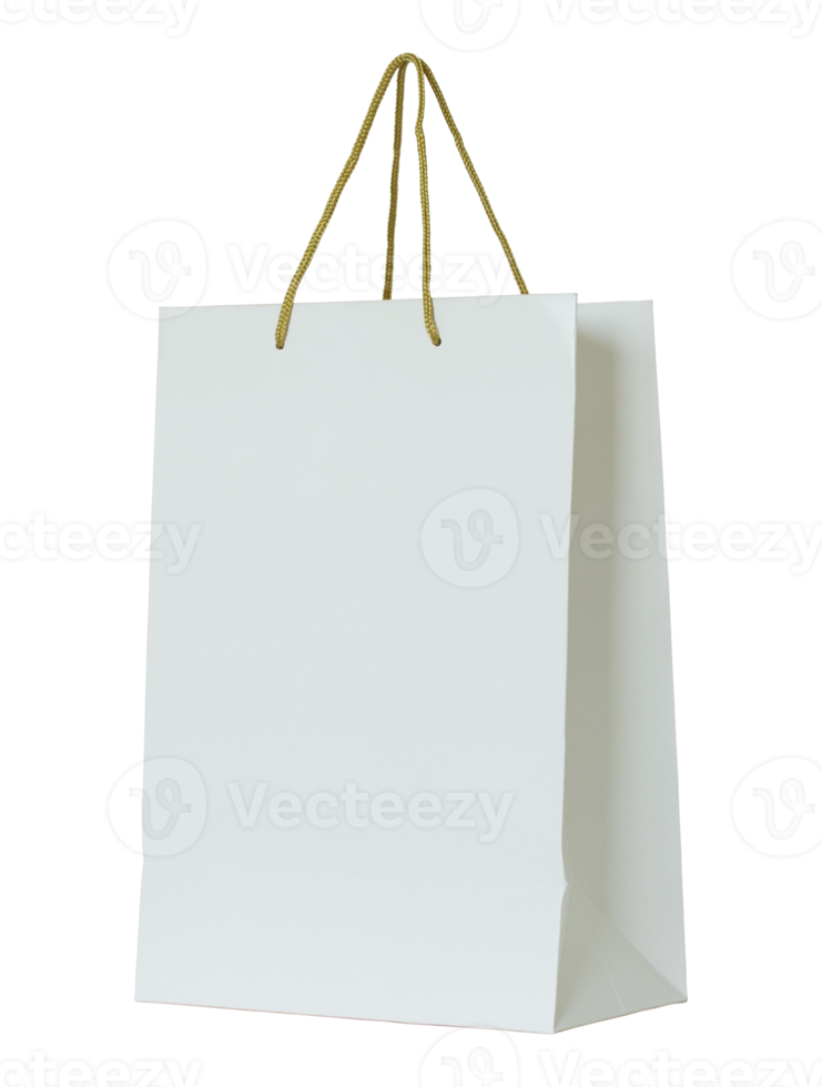 white paper bag isolated with clipping path for mockup png