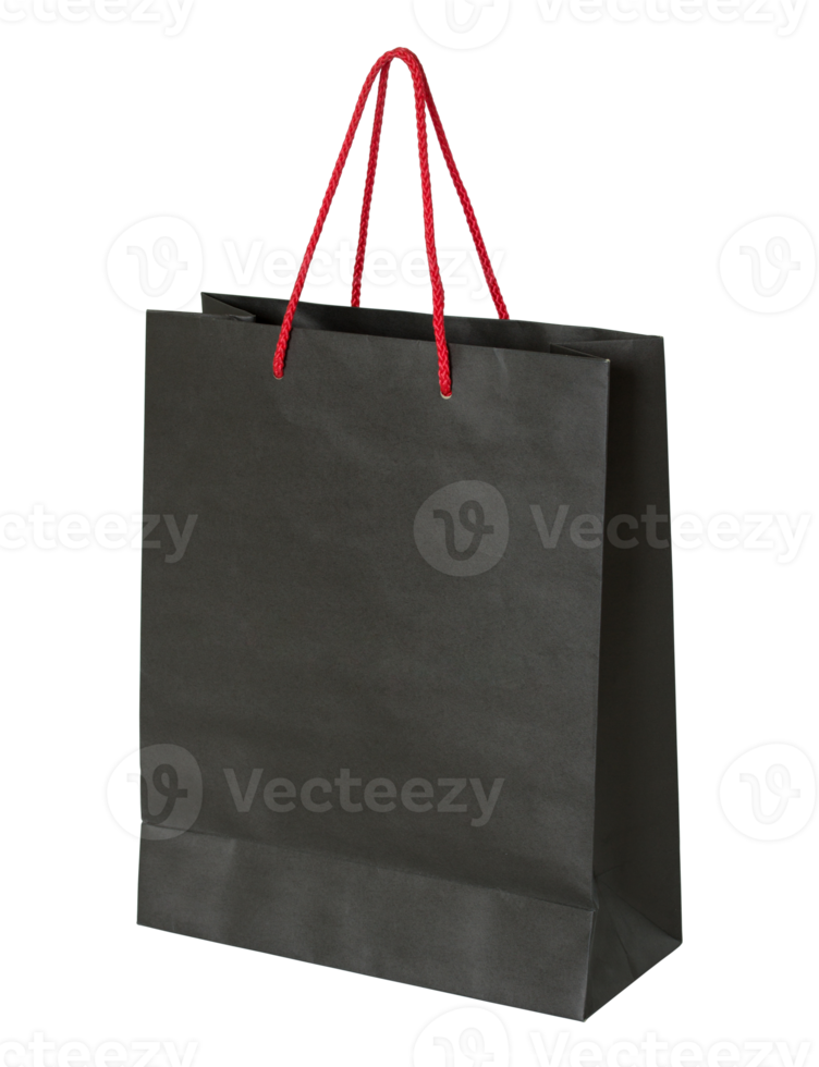 black paper bag isolated with clipping path for mockup png