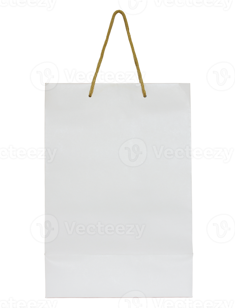 white paper bag isolated with clipping path for mockup png