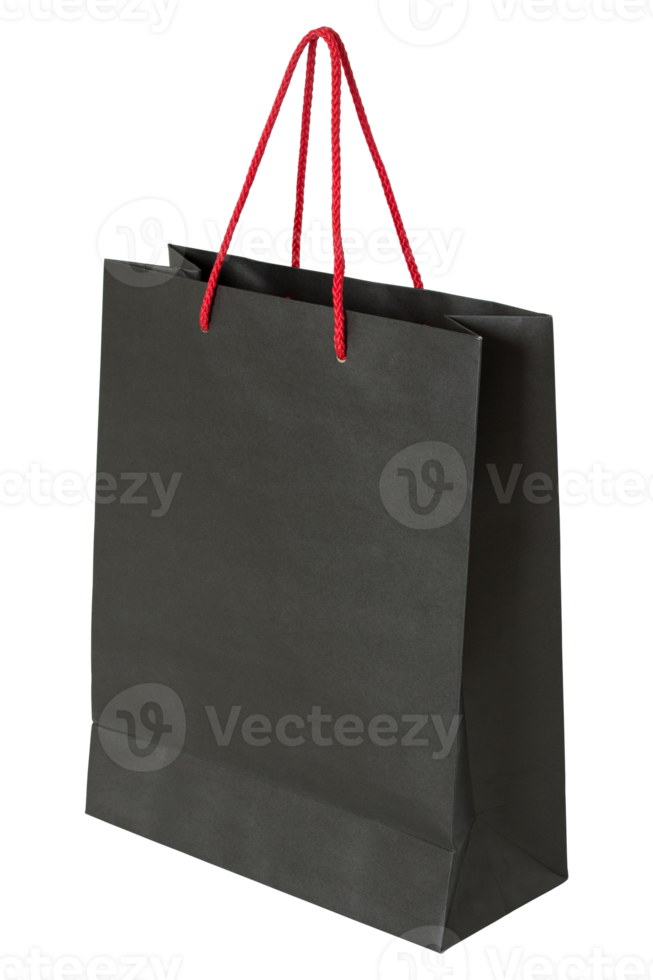 black paper bag isolated with clipping path for mockup png